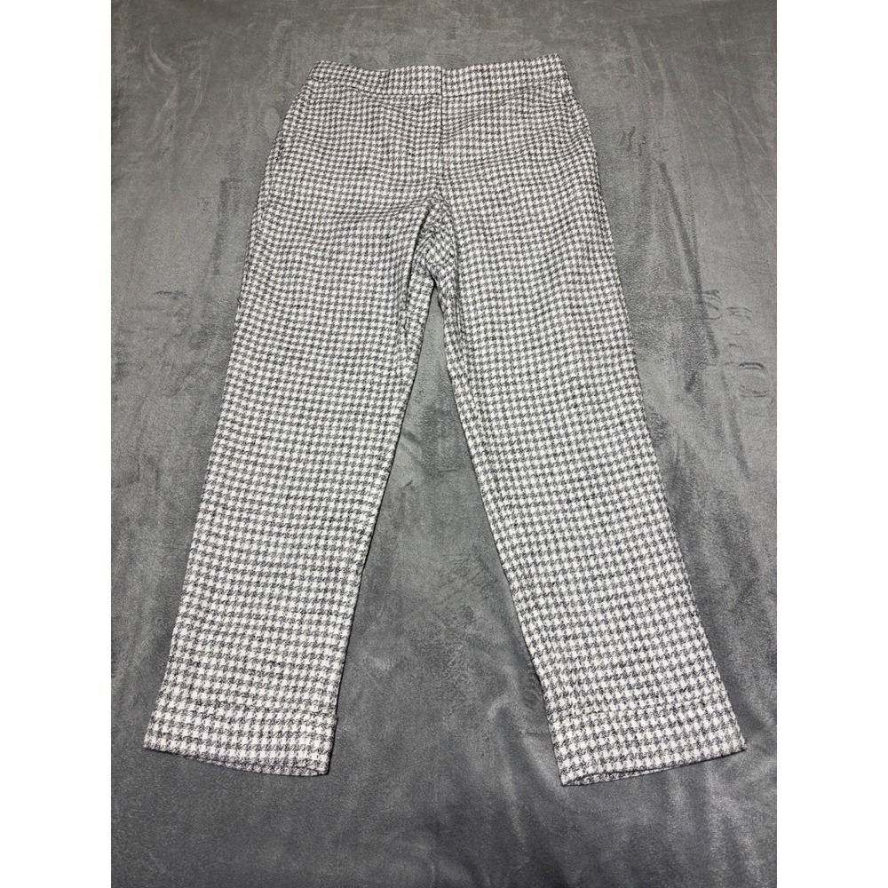 Ann Taylor Women Size 2P Black & White Houndstooth Ankle High Rise Pants